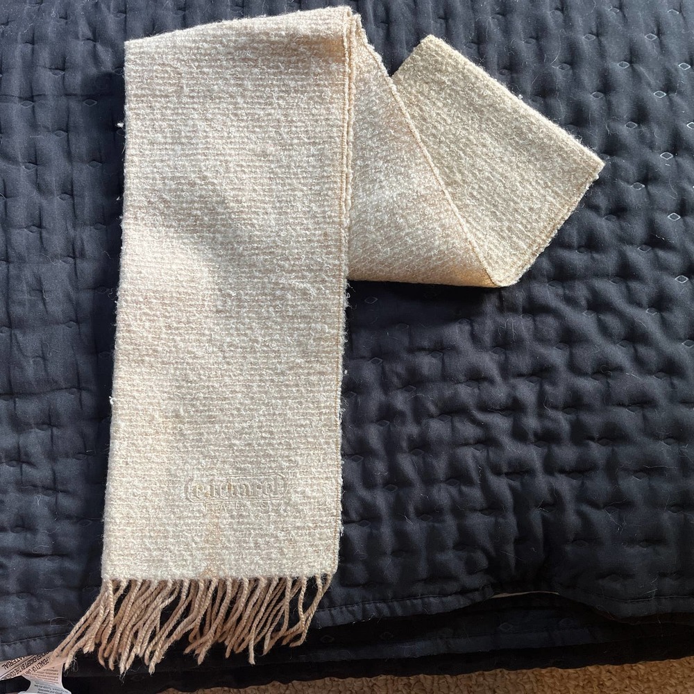 Cacharel Paris - authentic vintage scarf. Cream-colored with gold threading.